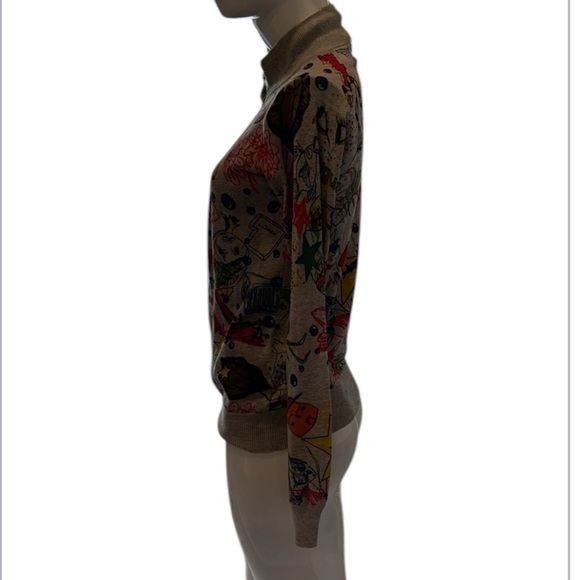 Desigual Artsy Gray Multi Zippered Cotton Knit Jacket Size Medium - Picture 8 of 12